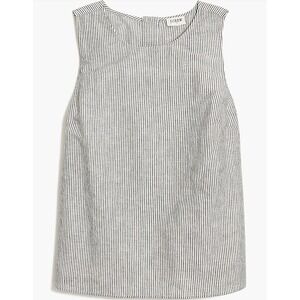 J.Crew Factory Linen Blend Button‎ Back Shell Tank Blue White Striped Medium